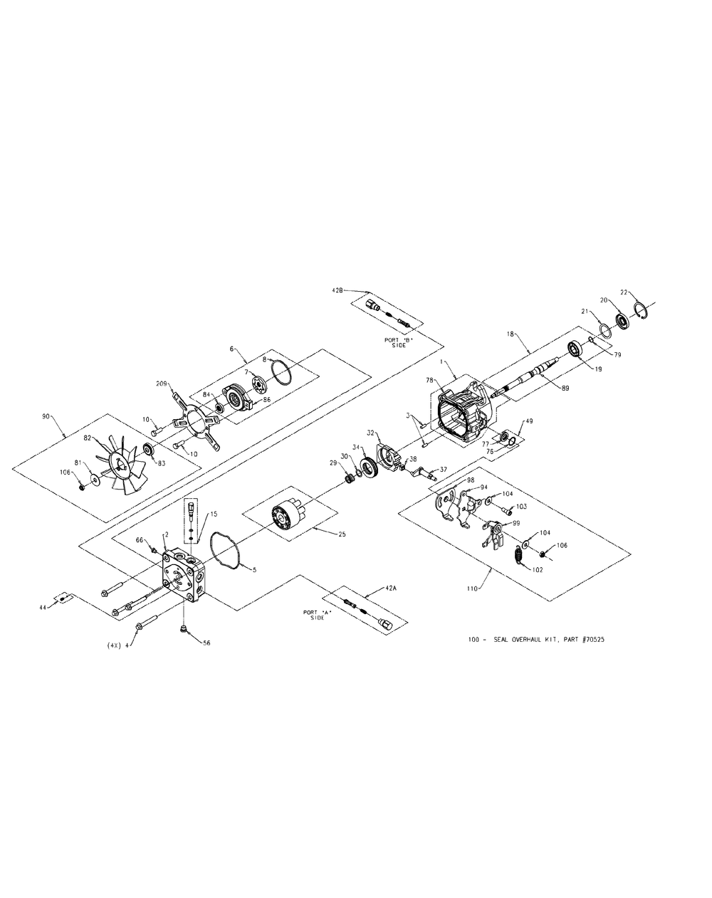 Hydraulic Pump Rh Diagram and Parts List for M54-KH (53AH8CT4050-27HP-OHV)(2009 & Before) Cub Cadet Lawn Tractor